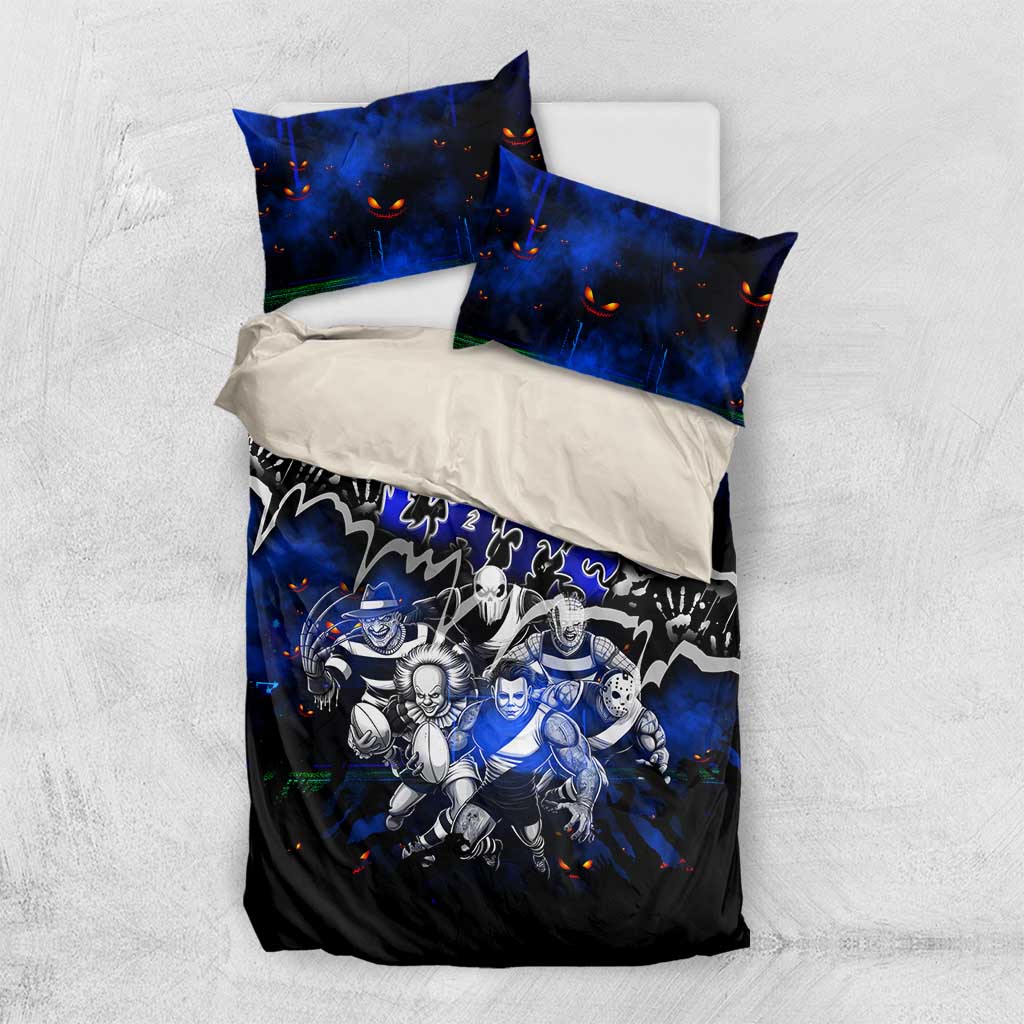Step Into Horror Domain Cats Football Bedding Set Halloween Horror Movie Characters - Aussie Hoodie