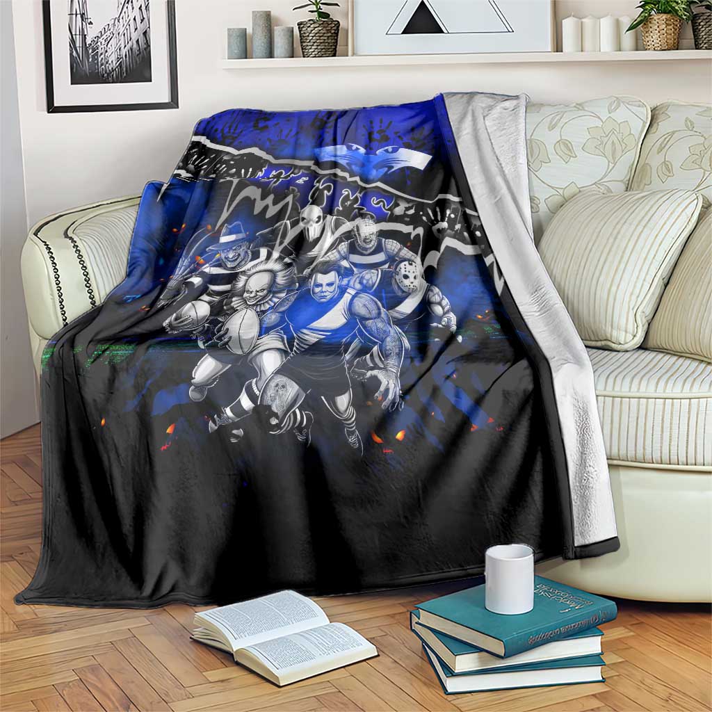 Step Into Horror Domain Cats Football Blanket Halloween Horror Movie Characters - Aussie Hoodie
