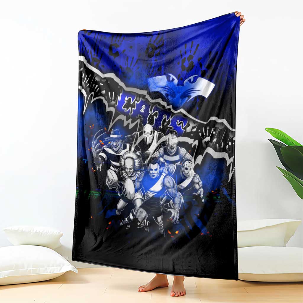 Step Into Horror Domain Cats Football Blanket Halloween Horror Movie Characters - Aussie Hoodie