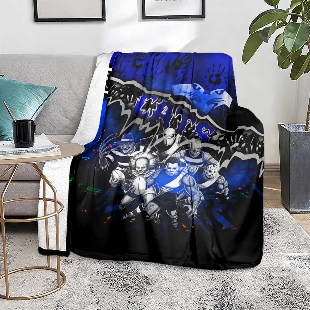 Step Into Horror Domain Cats Football Blanket Halloween Horror Movie Characters - Aussie Hoodie