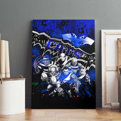 Step Into Horror Domain Cats Football Canvas Wall Art Halloween Horror Movie Characters - Aussie Hoodie