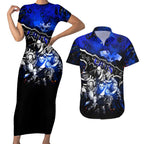 Step Into Horror Domain Cats Football Couples Matching Short Sleeve Bodycon Dress and Hawaiian Shirt Halloween Horror Movie Characters - Aussie Hoodie