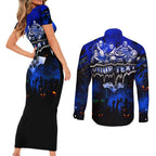 Step Into Horror Domain Cats Football Couples Matching Short Sleeve Bodycon Dress and Long Sleeve Button Shirt Halloween Horror Movie Characters - Aussie Hoodie