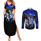 Step Into Horror Domain Cats Football Couples Matching Summer Maxi Dress and Long Sleeve Button Shirt Halloween Horror Movie Characters - Aussie Hoodie