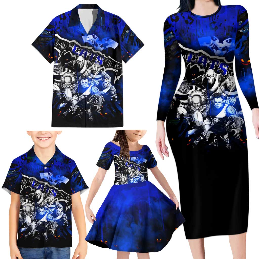 Step Into Horror Domain Cats Football Family Matching Long Sleeve Bodycon Dress and Hawaiian Shirt Halloween Horror Movie Characters - Aussie Hoodie