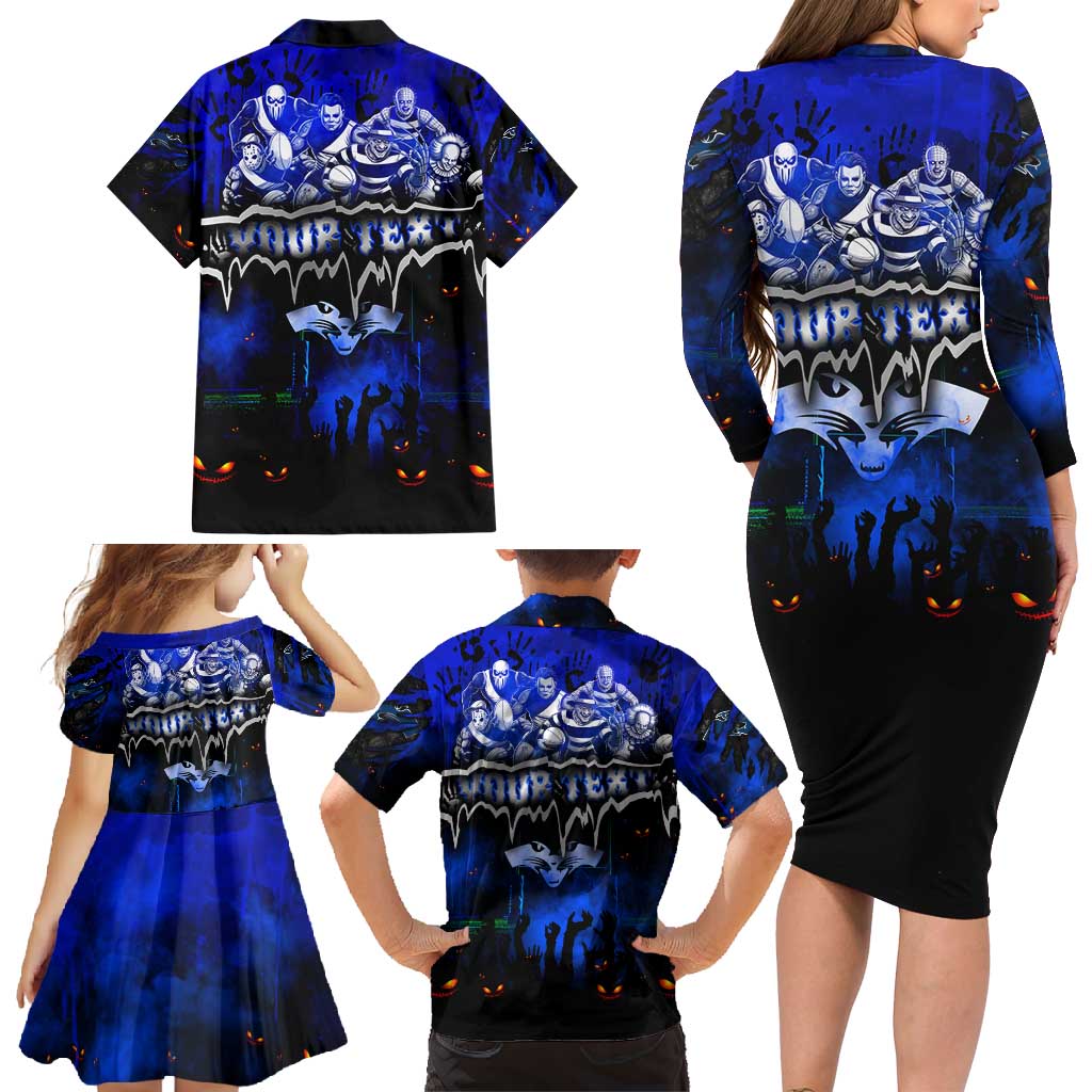 Step Into Horror Domain Cats Football Family Matching Long Sleeve Bodycon Dress and Hawaiian Shirt Halloween Horror Movie Characters - Aussie Hoodie