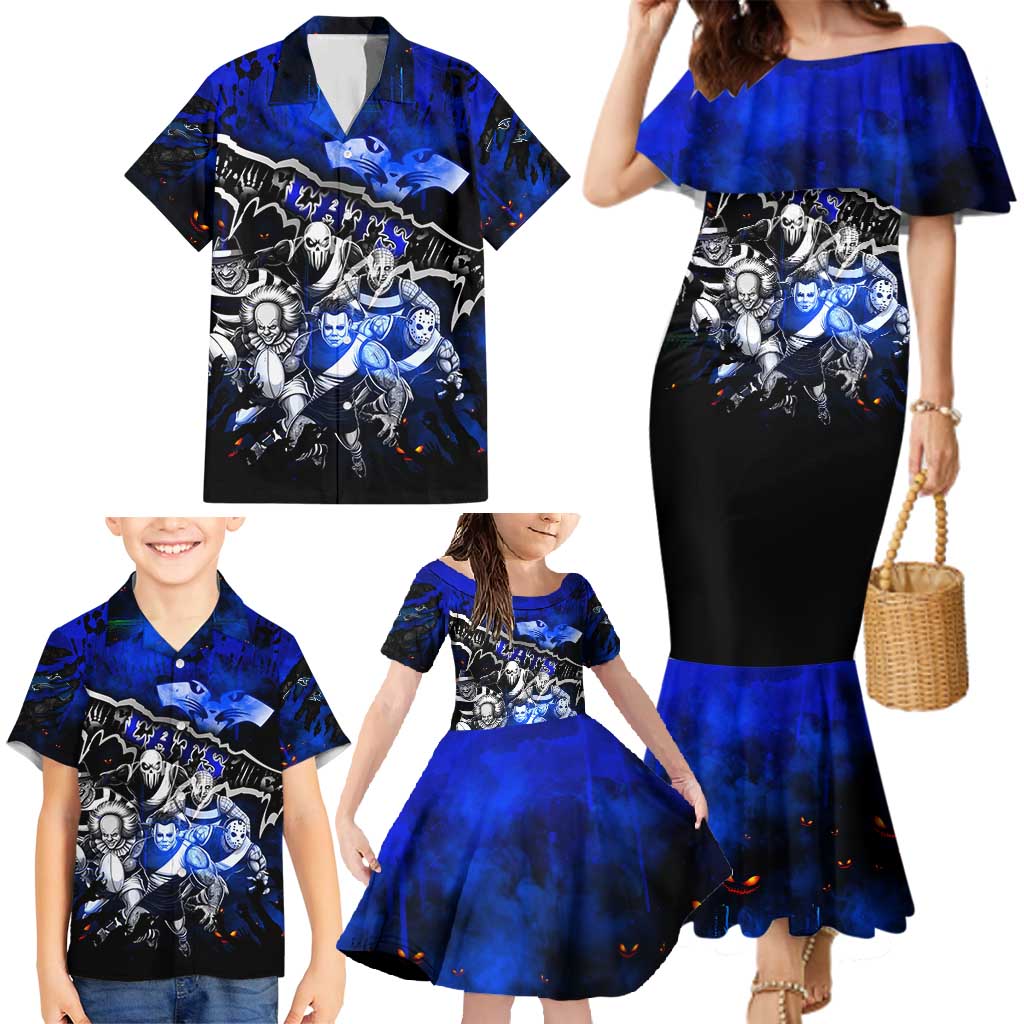 Step Into Horror Domain Cats Football Family Matching Mermaid Dress and Hawaiian Shirt Halloween Horror Movie Characters - Aussie Hoodie