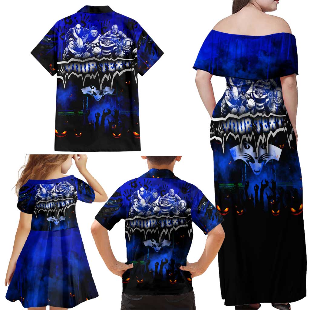 Step Into Horror Domain Cats Football Family Matching Off Shoulder Maxi Dress and Hawaiian Shirt Halloween Horror Movie Characters - Aussie Hoodie