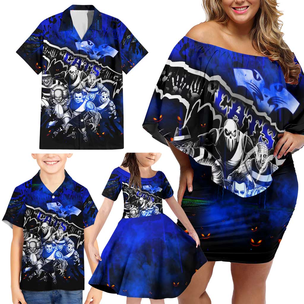 Step Into Horror Domain Cats Football Family Matching Off Shoulder Short Dress and Hawaiian Shirt Halloween Horror Movie Characters - Aussie Hoodie