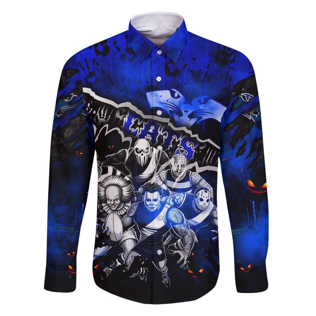 Step Into Horror Domain Cats Football Family Matching Off Shoulder Short Dress and Hawaiian Shirt Halloween Horror Movie Characters - Aussie Hoodie