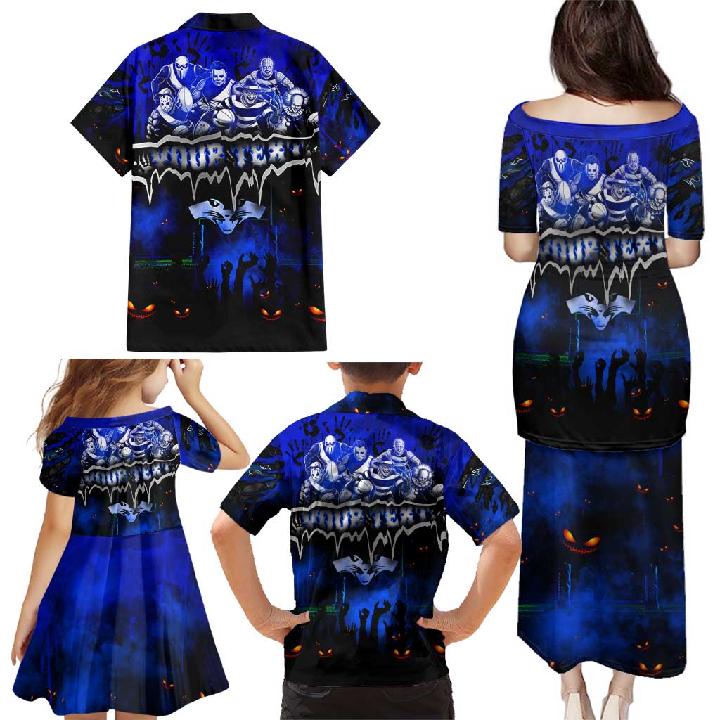 Step Into Horror Domain Cats Football Family Matching Puletasi and Hawaiian Shirt Halloween Horror Movie Characters - Aussie Hoodie