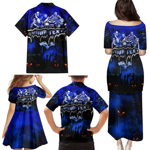 Step Into Horror Domain Cats Football Family Matching Puletasi and Hawaiian Shirt Halloween Horror Movie Characters - Aussie Hoodie