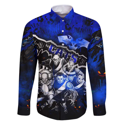 Step Into Horror Domain Cats Football Family Matching Puletasi and Hawaiian Shirt Halloween Horror Movie Characters - Aussie Hoodie