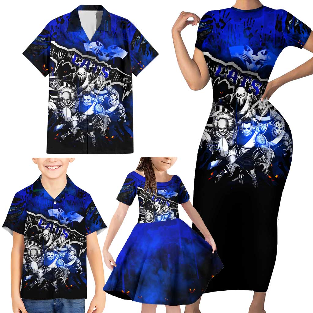 Step Into Horror Domain Cats Football Family Matching Short Sleeve Bodycon Dress and Hawaiian Shirt Halloween Horror Movie Characters - Aussie Hoodie