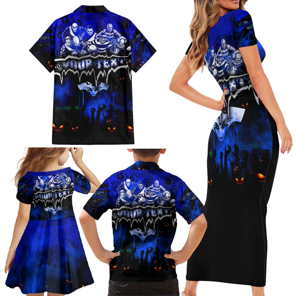 Step Into Horror Domain Cats Football Family Matching Short Sleeve Bodycon Dress and Hawaiian Shirt Halloween Horror Movie Characters - Aussie Hoodie