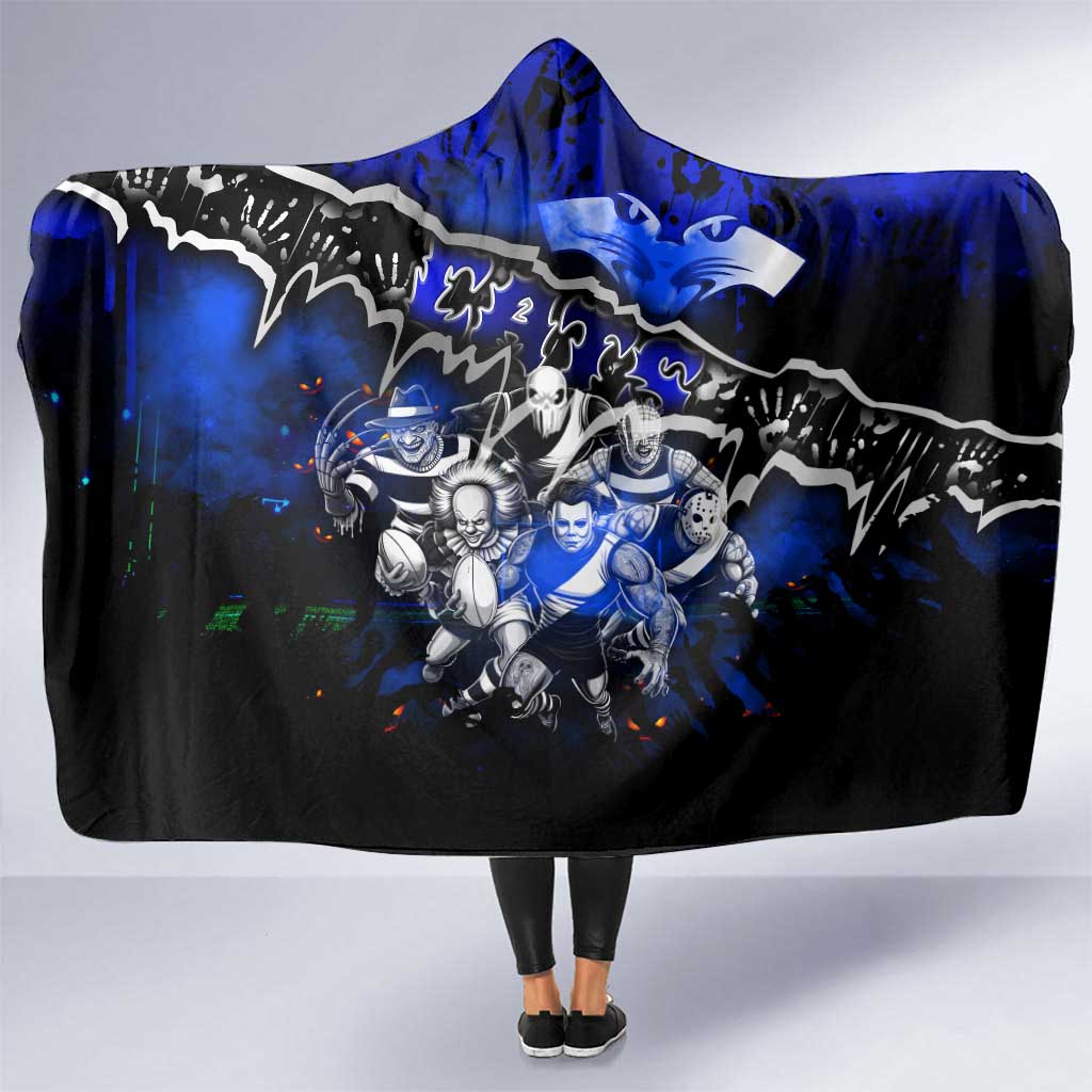 Step Into Horror Domain Cats Football Hooded Blanket Halloween Horror Movie Characters - Aussie Hoodie