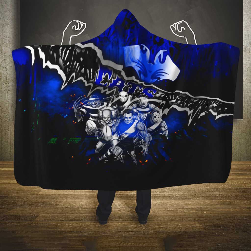 Step Into Horror Domain Cats Football Hooded Blanket Halloween Horror Movie Characters - Aussie Hoodie