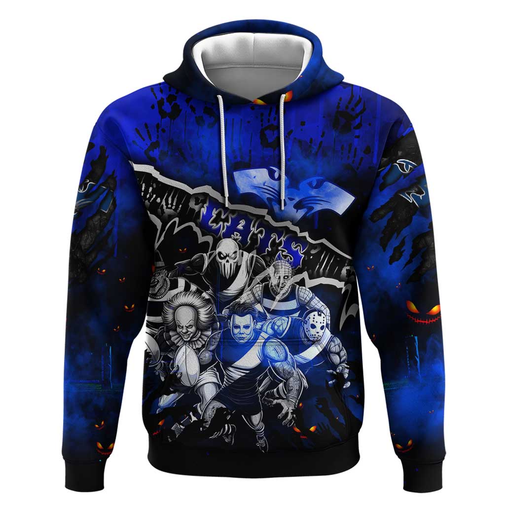 Step Into Horror Domain Cats Football Hoodie Halloween Horror Movie Characters - Aussie Hoodie