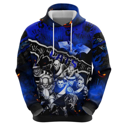 Step Into Horror Domain Cats Football Hoodie Halloween Horror Movie Characters - Aussie Hoodie