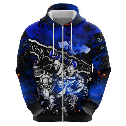 Step Into Horror Domain Cats Football Hoodie Halloween Horror Movie Characters - Aussie Hoodie