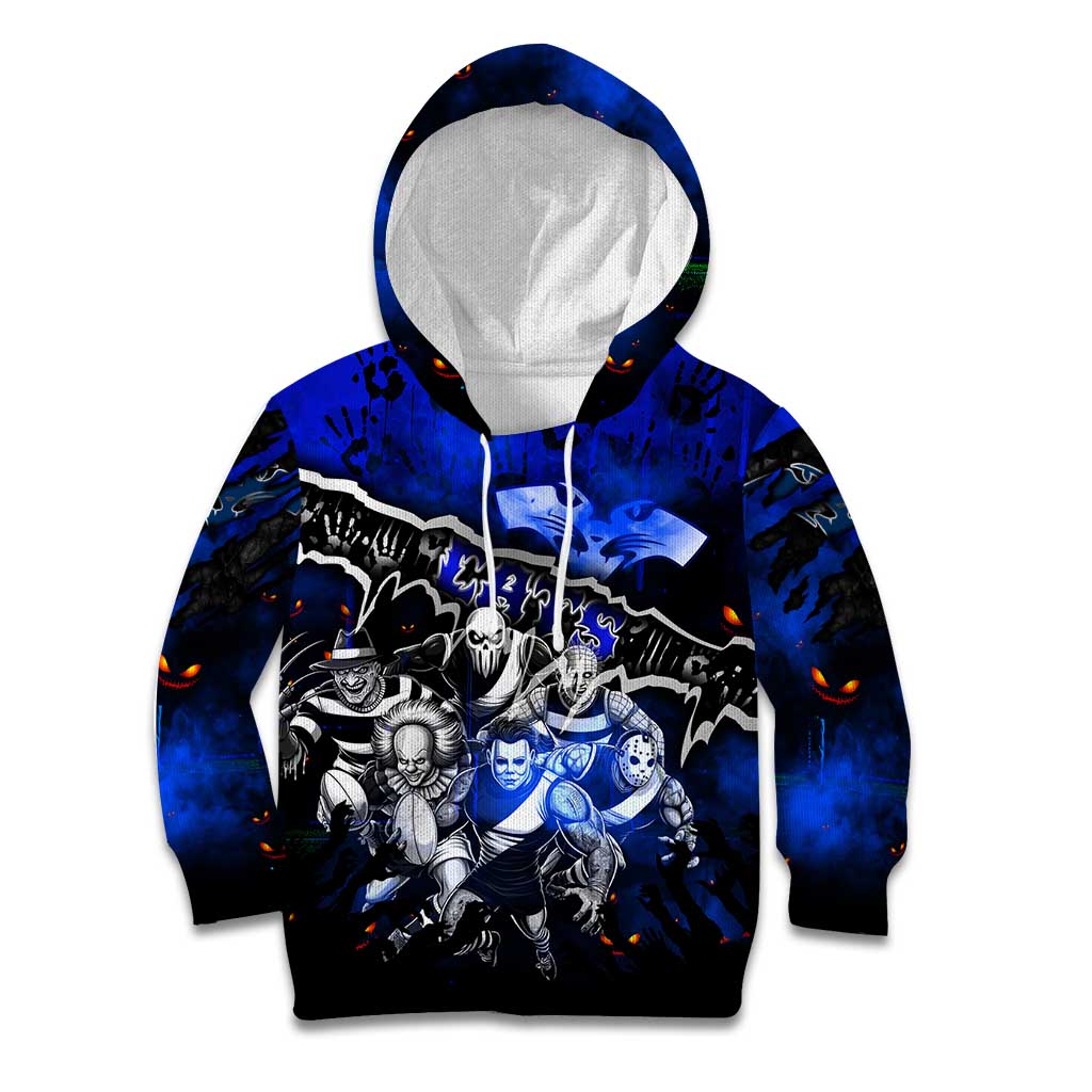 Step Into Horror Domain Cats Football Kid Hoodie Halloween Horror Movie Characters - Aussie Hoodie