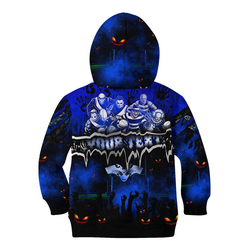 Step Into Horror Domain Cats Football Kid Hoodie Halloween Horror Movie Characters - Aussie Hoodie
