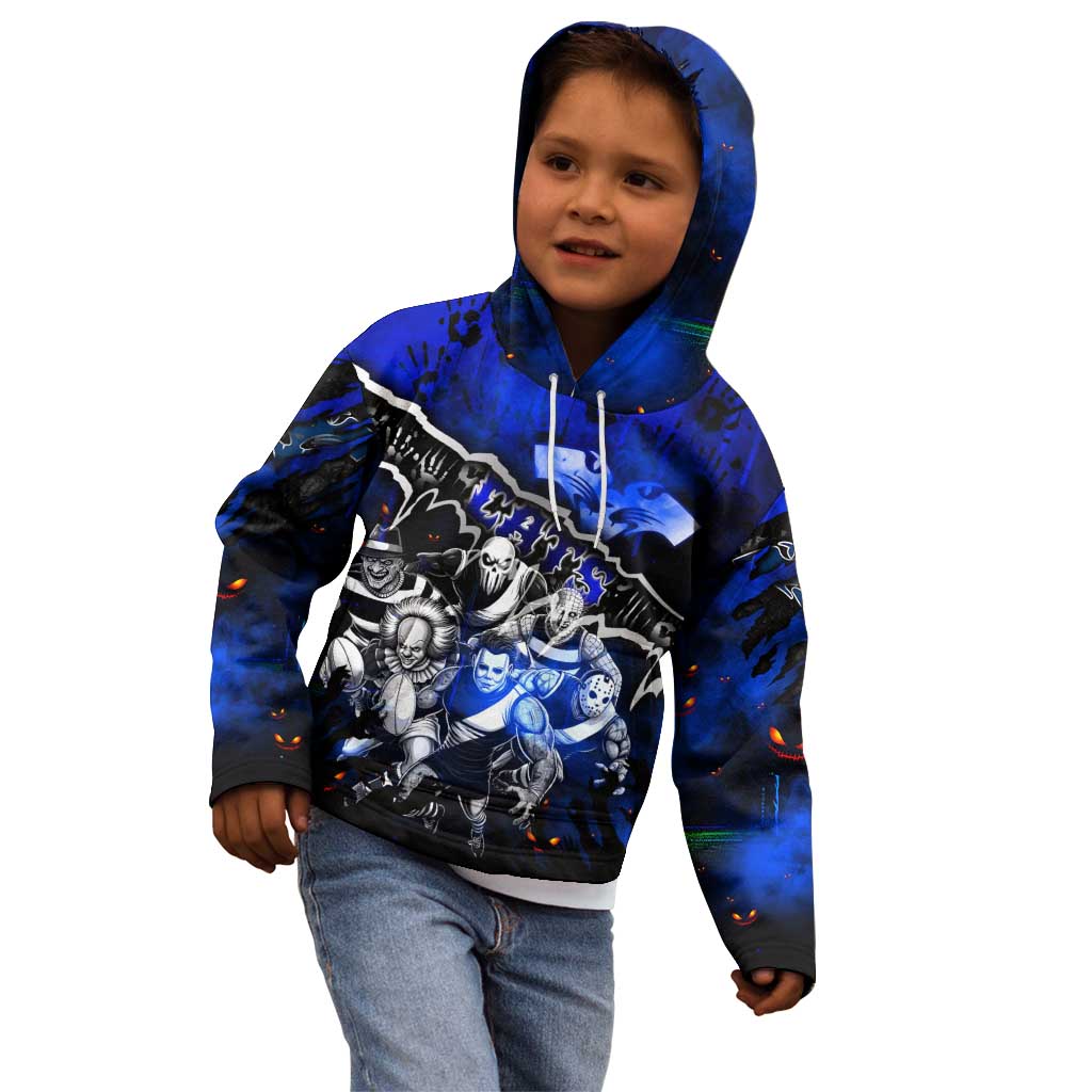 Step Into Horror Domain Cats Football Kid Hoodie Halloween Horror Movie Characters - Aussie Hoodie