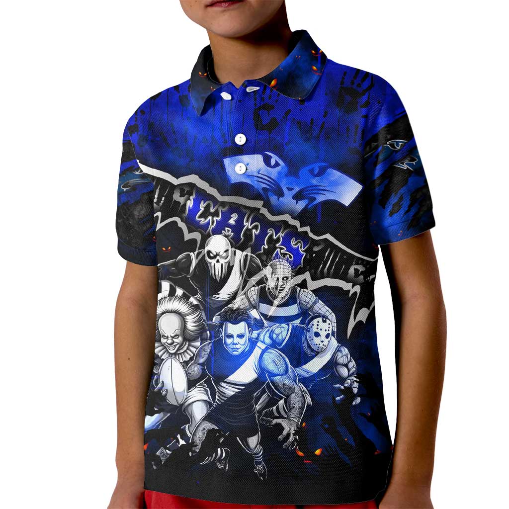 Step Into Horror Domain Cats Football Kid Polo Shirt Halloween Horror Movie Characters - Aussie Hoodie