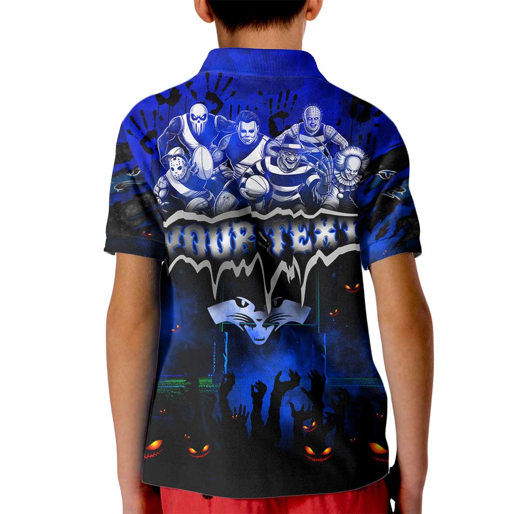 Step Into Horror Domain Cats Football Kid Polo Shirt Halloween Horror Movie Characters - Aussie Hoodie
