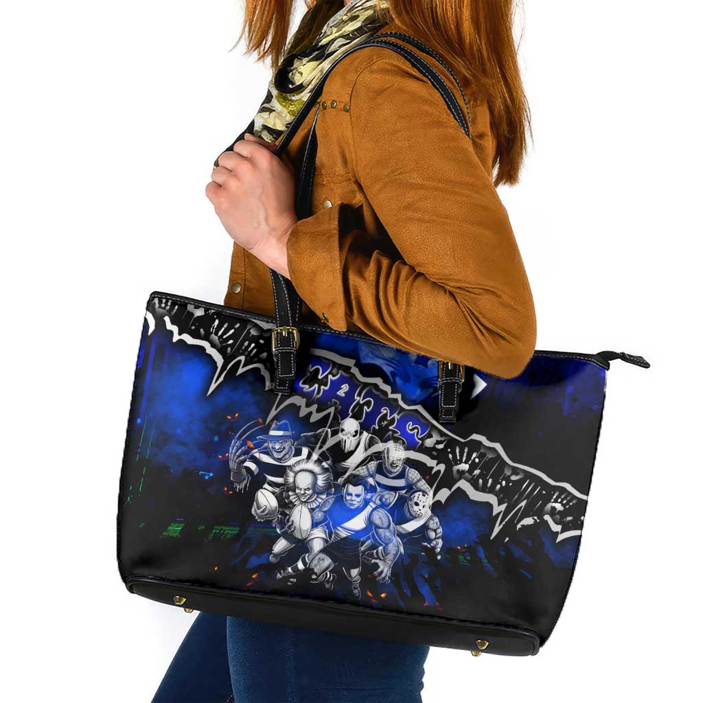 Step Into Horror Domain Cats Football Leather Tote Bag Halloween Horror Movie Characters - Aussie Hoodie