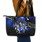 Step Into Horror Domain Cats Football Leather Tote Bag Halloween Horror Movie Characters - Aussie Hoodie