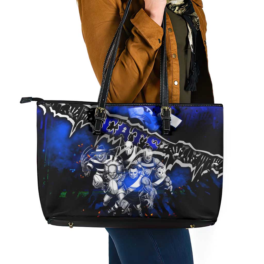 Step Into Horror Domain Cats Football Leather Tote Bag Halloween Horror Movie Characters - Aussie Hoodie