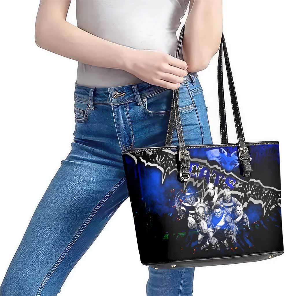 Step Into Horror Domain Cats Football Leather Tote Bag Halloween Horror Movie Characters - Aussie Hoodie