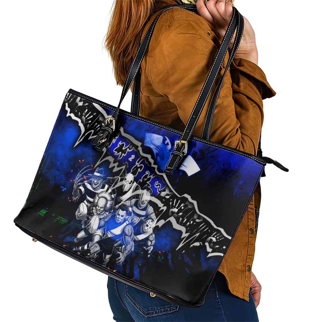Step Into Horror Domain Cats Football Leather Tote Bag Halloween Horror Movie Characters - Aussie Hoodie