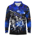 Step Into Horror Domain Cats Football Long Sleeve Polo Shirt Halloween Horror Movie Characters - Aussie Hoodie