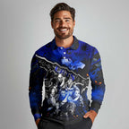 Step Into Horror Domain Cats Football Long Sleeve Polo Shirt Halloween Horror Movie Characters - Aussie Hoodie
