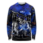 Step Into Horror Domain Cats Football Long Sleeve Shirt Halloween Horror Movie Characters - Aussie Hoodie