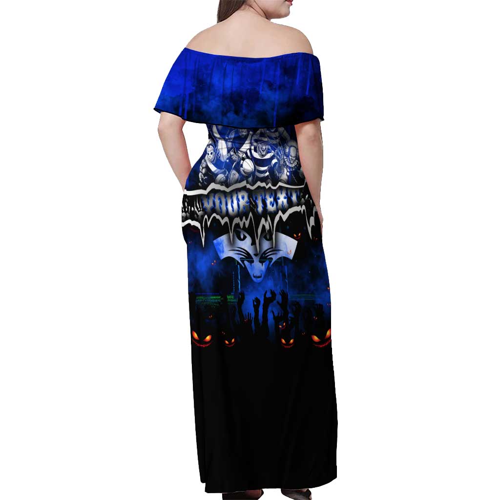 Step Into Horror Domain Cats Football Off Shoulder Maxi Dress Halloween Horror Movie Characters - Aussie Hoodie