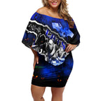 Step Into Horror Domain Cats Football Off Shoulder Short Dress Halloween Horror Movie Characters - Aussie Hoodie