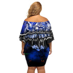 Step Into Horror Domain Cats Football Off Shoulder Short Dress Halloween Horror Movie Characters - Aussie Hoodie