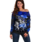 Step Into Horror Domain Cats Football Off Shoulder Sweater Halloween Horror Movie Characters - Aussie Hoodie