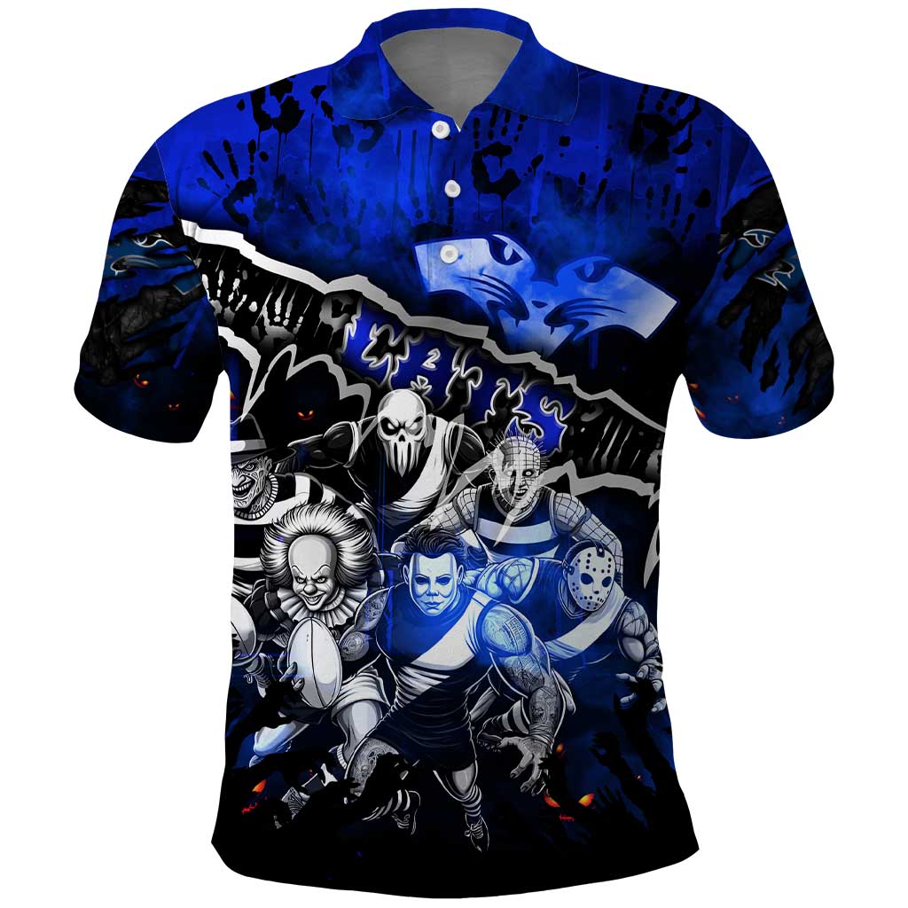 Step Into Horror Domain Cats Football Polo Shirt Halloween Horror Movie Characters - Aussie Hoodie
