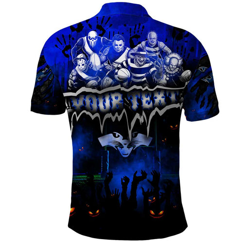 Step Into Horror Domain Cats Football Polo Shirt Halloween Horror Movie Characters - Aussie Hoodie