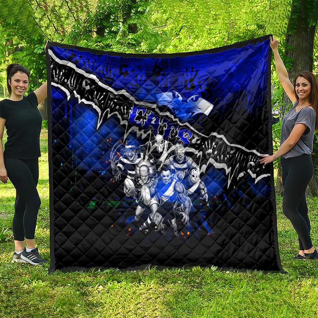 Step Into Horror Domain Cats Football Quilt Halloween Horror Movie Characters - Aussie Hoodie