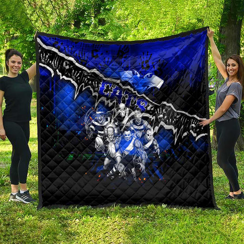 Step Into Horror Domain Cats Football Quilt Halloween Horror Movie Characters - Aussie Hoodie