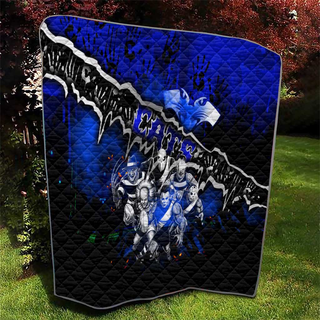 Step Into Horror Domain Cats Football Quilt Halloween Horror Movie Characters - Aussie Hoodie