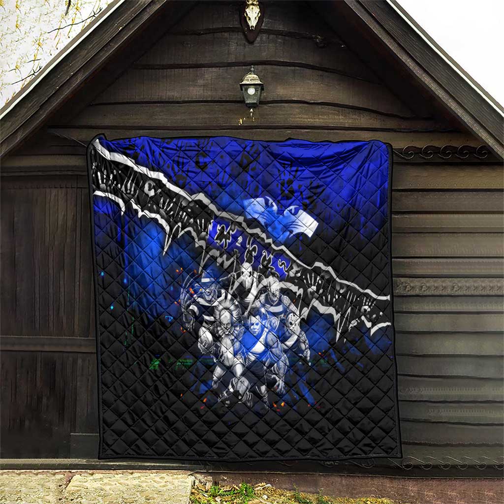 Step Into Horror Domain Cats Football Quilt Halloween Horror Movie Characters - Aussie Hoodie