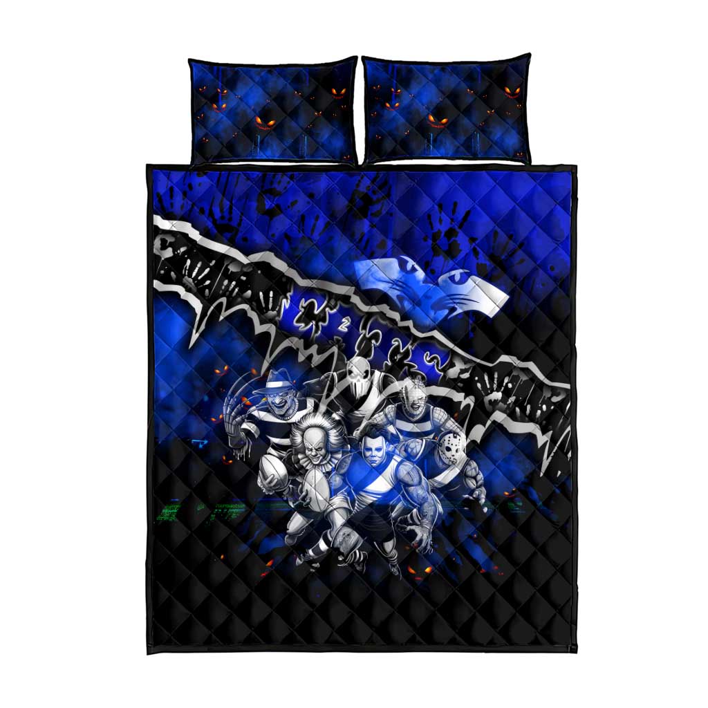 Step Into Horror Domain Cats Football Quilt Bed Set Halloween Horror Movie Characters - Aussie Hoodie