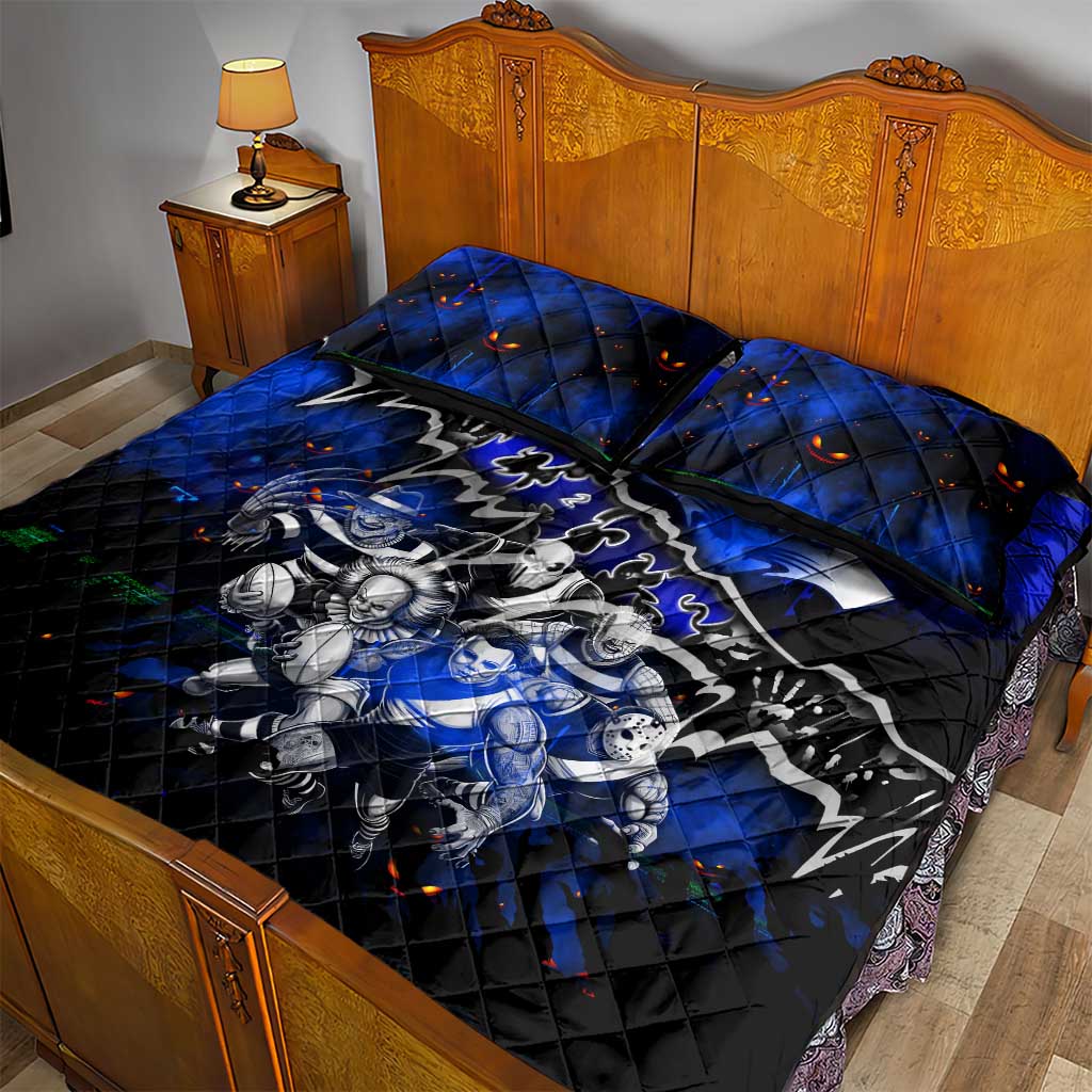 Step Into Horror Domain Cats Football Quilt Bed Set Halloween Horror Movie Characters - Aussie Hoodie