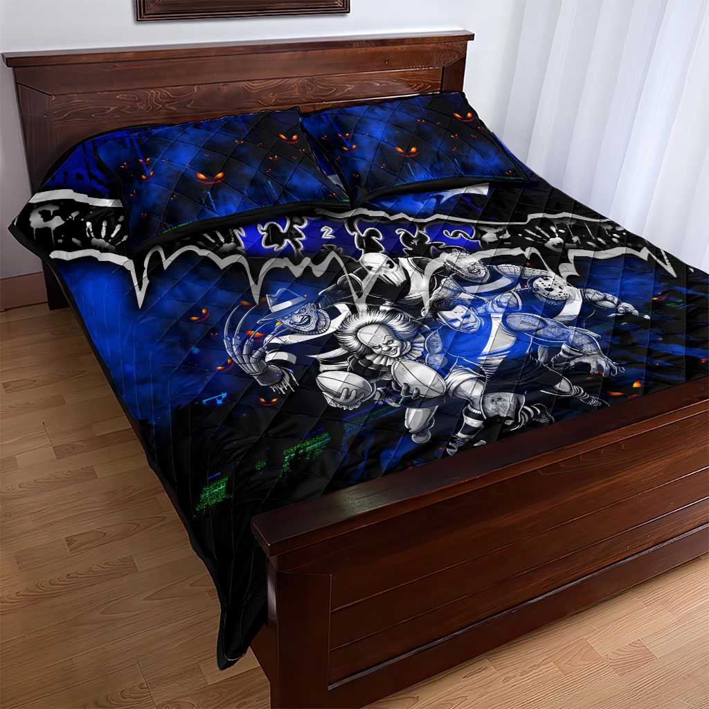 Step Into Horror Domain Cats Football Quilt Bed Set Halloween Horror Movie Characters - Aussie Hoodie